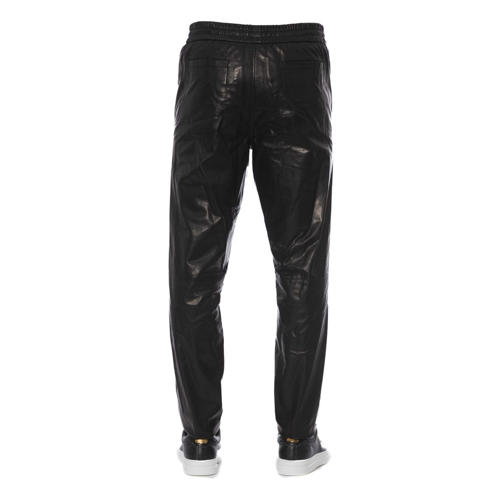Sleek Black Leather Trousers for Men
