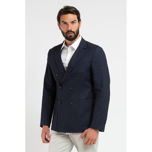 Elegant Blue Virgin Wool Two-Button Blazer