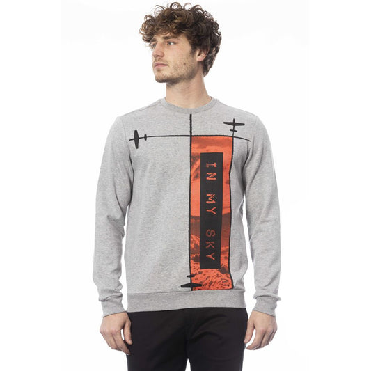 Elegant Gray Knit Sweatshirt with Front Print