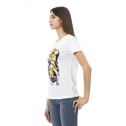 Chic White Short Sleeve Tee with Exclusive Print