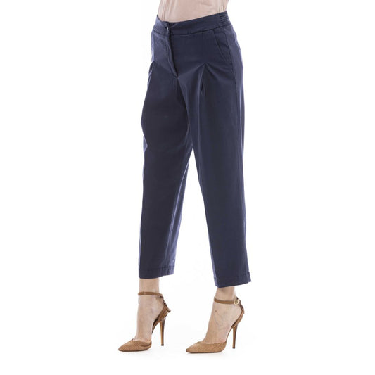 Elegant Blue Trousers with Chic Pocket Detail