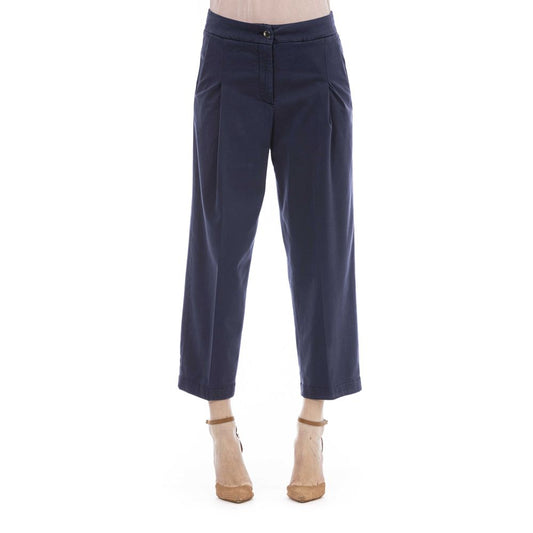Elegant Blue Trousers with Chic Pocket Detail