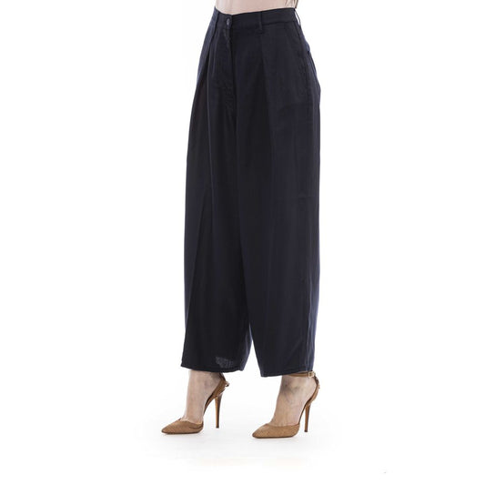 Elegant Black Cotton Trousers with Pockets