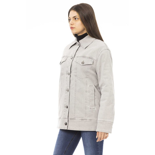 Elegant Gray Cotton Blend Jacket