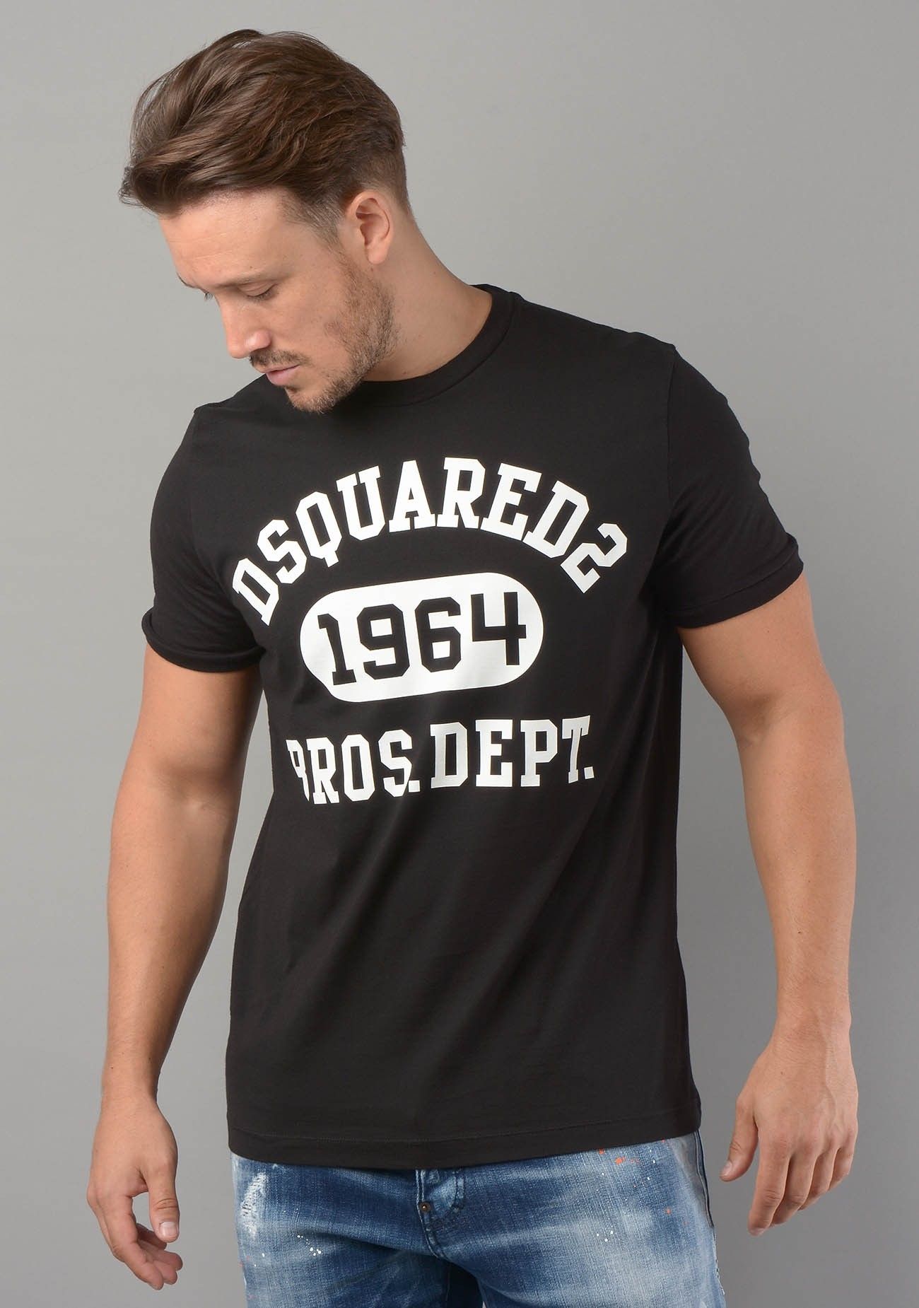 Sleek Black Roundneck Tee with Iconic Front Print