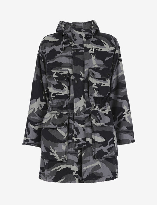 Camouflage Grey Hooded Trench
