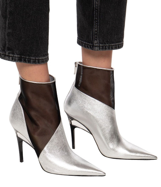 Silver Sioux Pointed Ankle Boot with Mesh Detail
