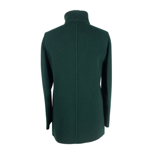 Elegant Green Wool Coat with Button Closure