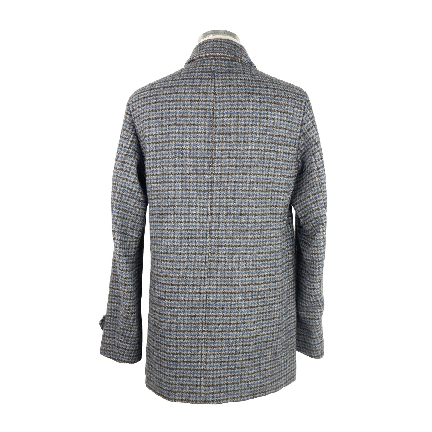 Elegant Pied de Poule Wool Coat with Button Closure
