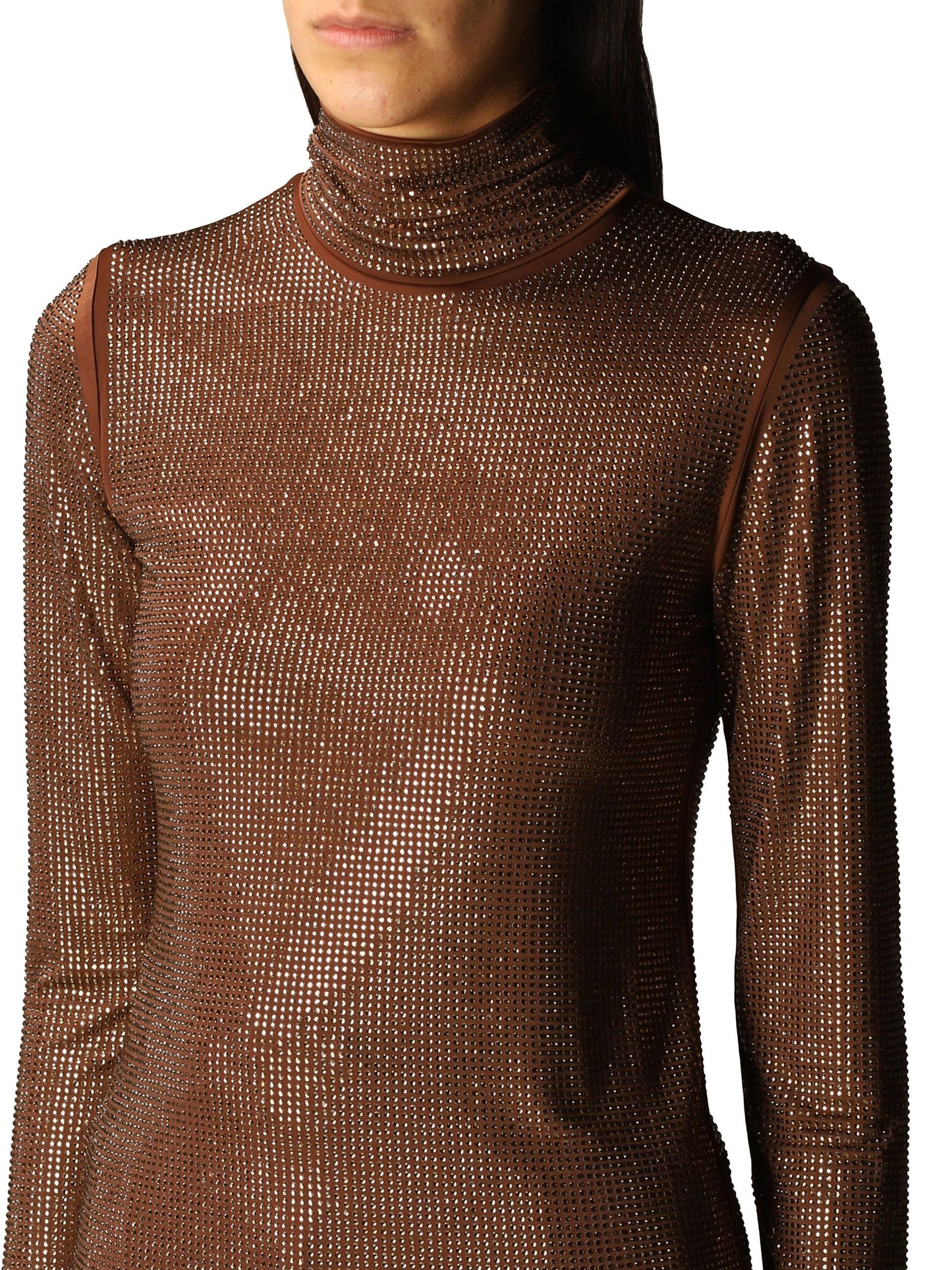 Elegant Turtleneck Sweater with Rhinestones