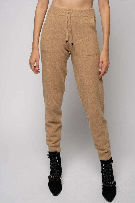 Chic Brown Wool-Blend Jogging Pants