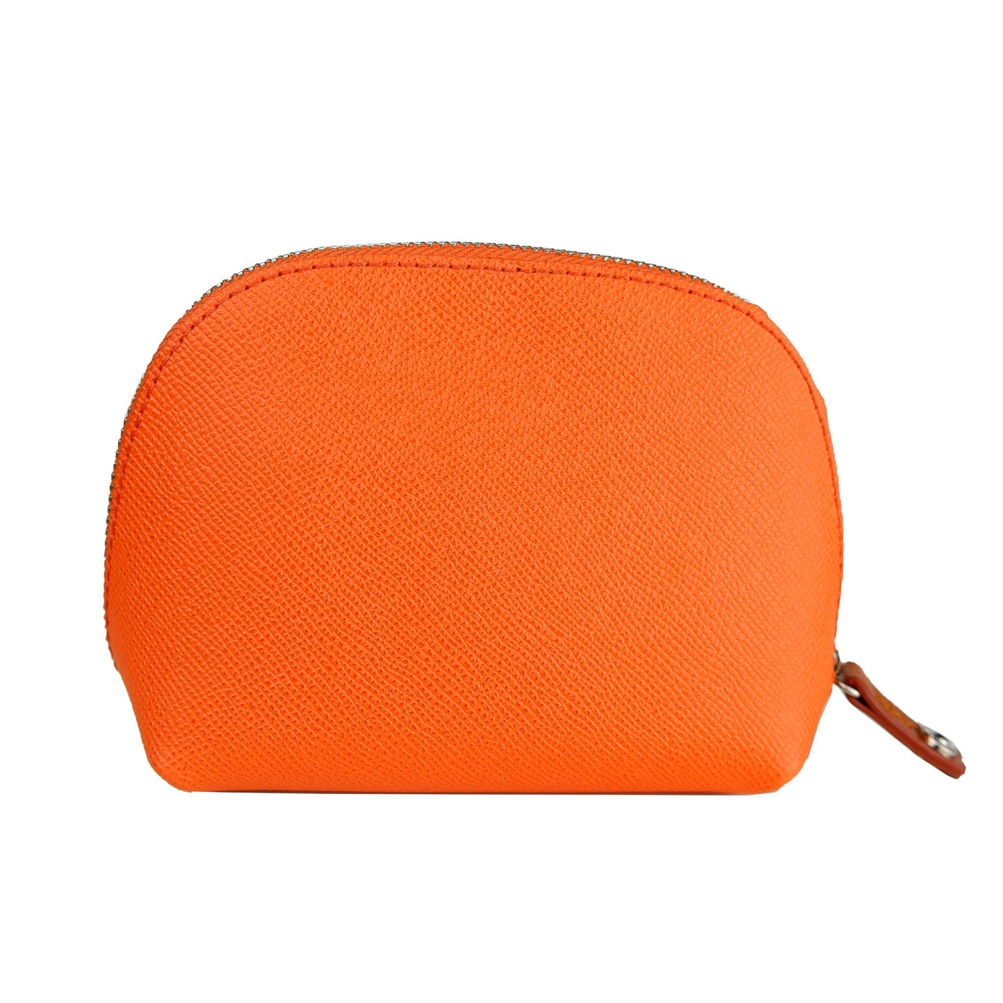 Chic Orange Leather Cosmetic Bag with Logo