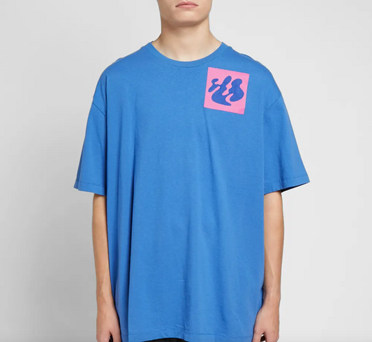 Iconic Blue Cotton T-Shirt with Signature Design