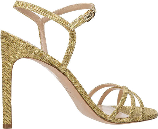 Glimmering Gold Glitter Ankle Strap Heels