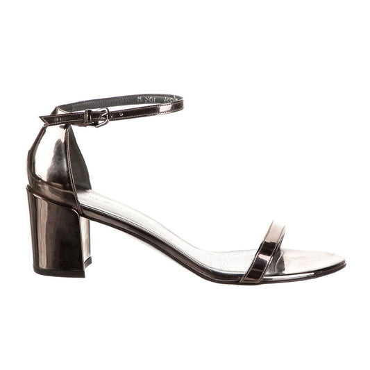 Elegant Gray Patent Calfskin Sandals