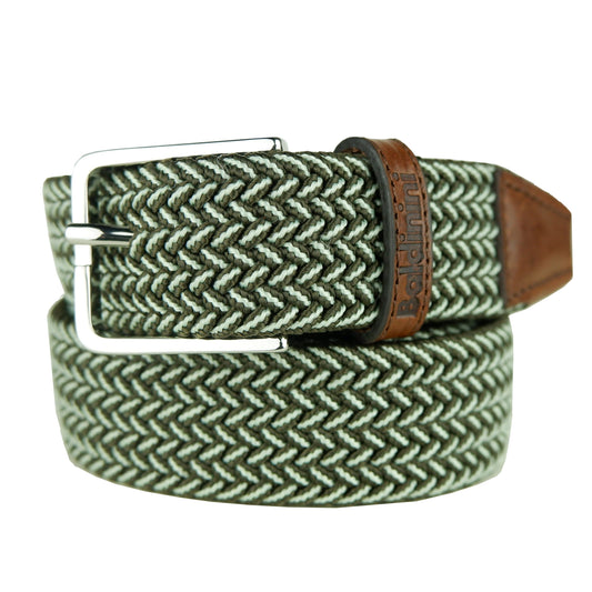 Elegant Green Belt with Leather Inserts and Metallic Buckle