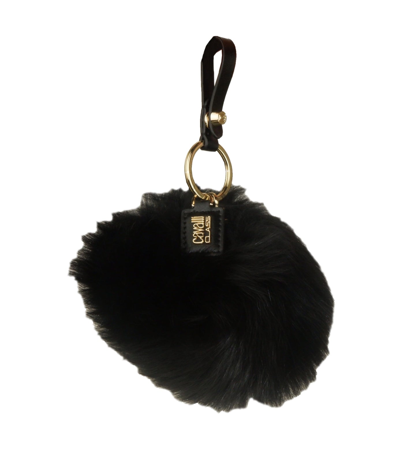 Elegant Fox Fur and Leather Keyholder in Black
