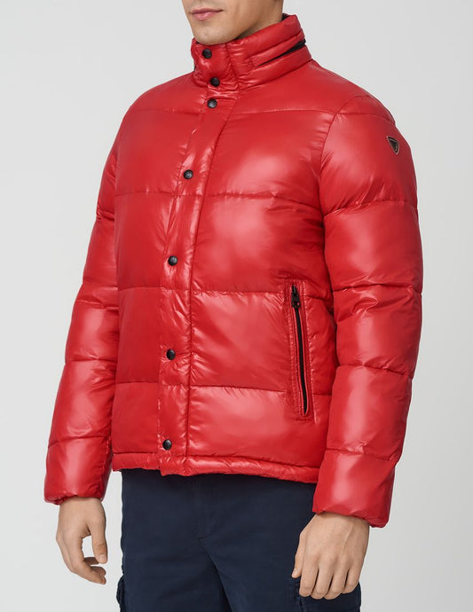 Mens Red Hooded Down Jacket