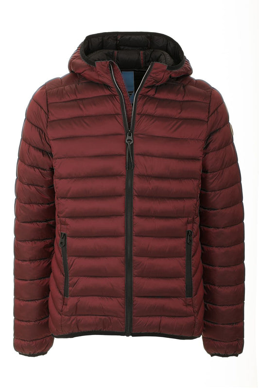 Quilted Hooded Red Jacket with Zip Pockets