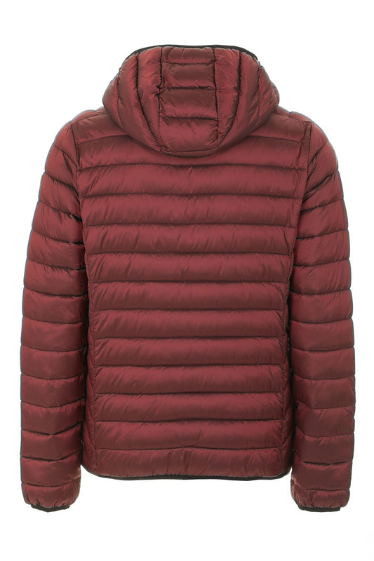 Quilted Hooded Red Jacket with Zip Pockets