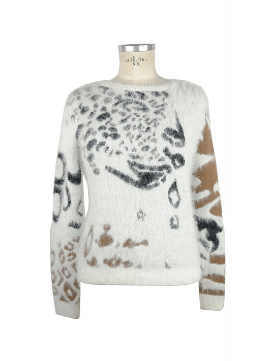 Chic White Spotted Designer Sweater