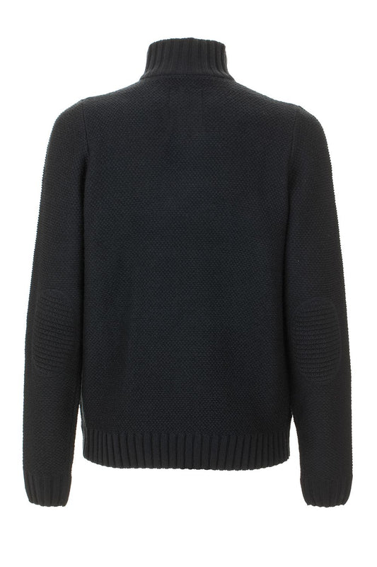 Classic Blue Wool Blend Sweater with Button Closure