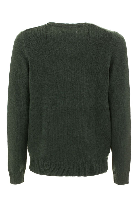 Chic Green Crewneck Cotton Blend Sweater for Men