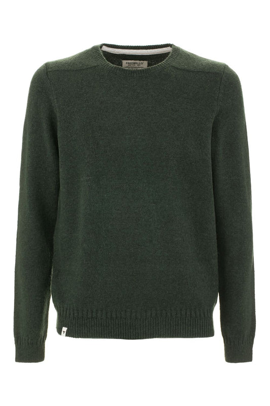 Chic Green Crewneck Cotton Blend Sweater for Men