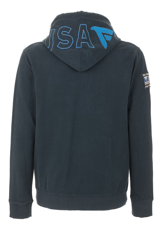 Chic Blue Hooded Zip Sweatshirt with Logo