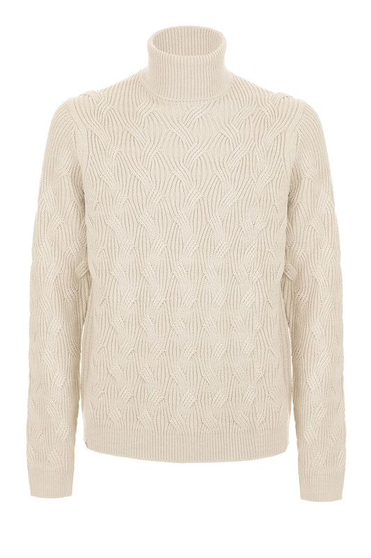 Beige Wool Blend Turtleneck Sweater