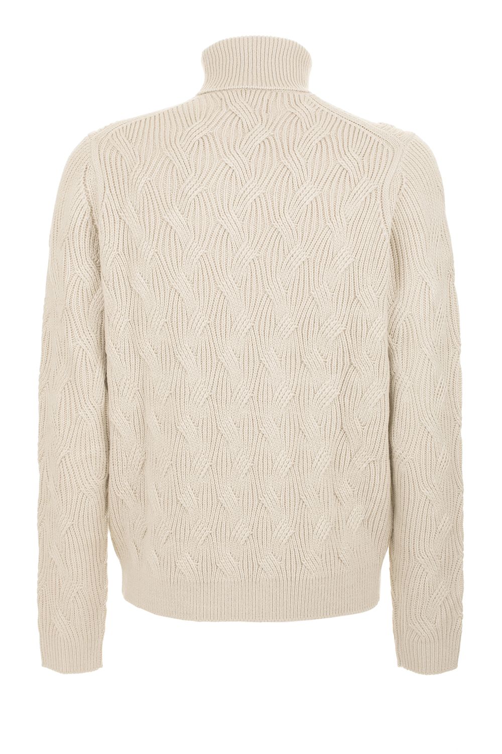 Beige Wool Blend Turtleneck Sweater