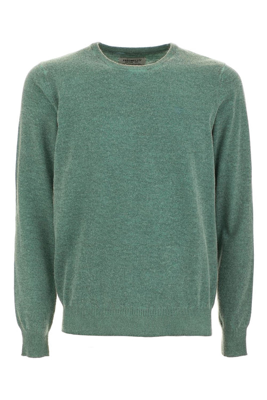 Chic Green Wool Blend Crewneck Sweater