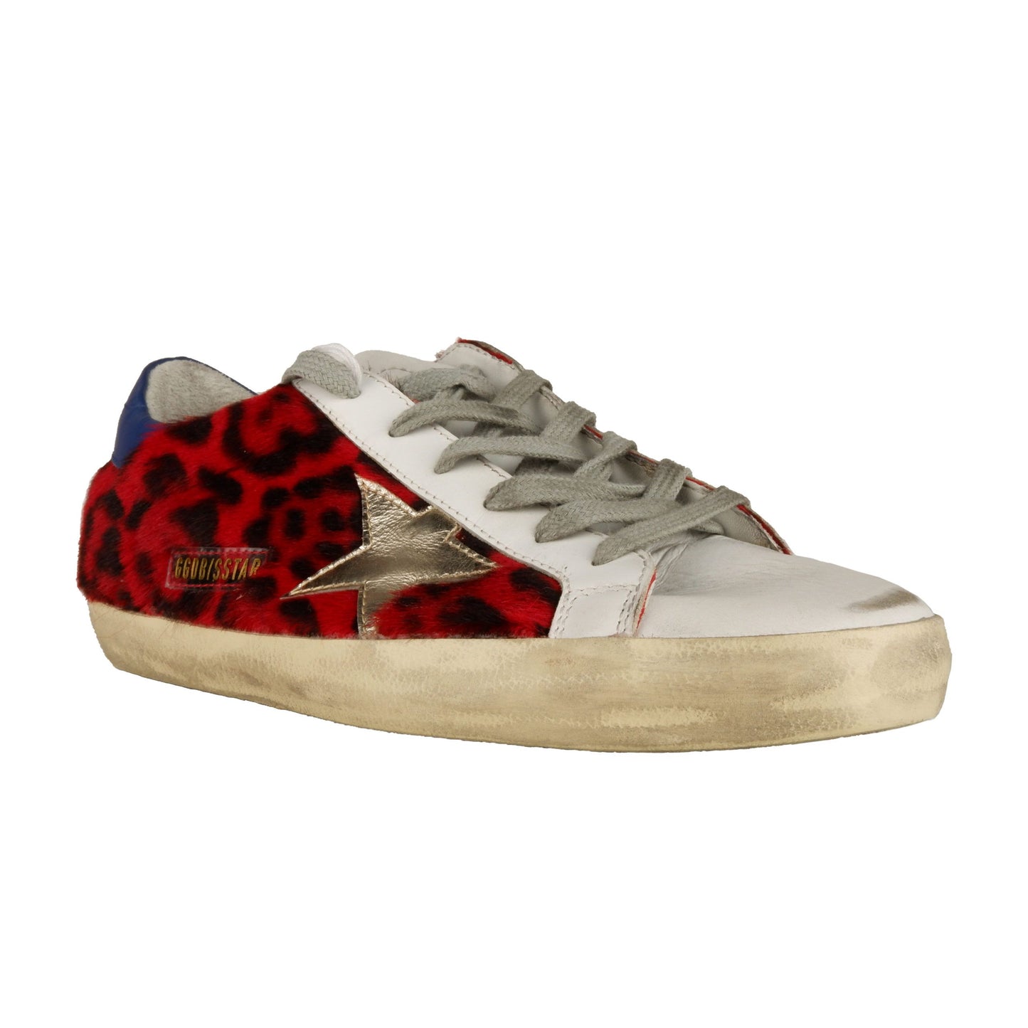 Red Leopard Pony Hair Leather Sneakers