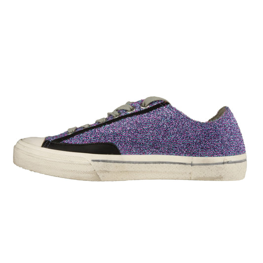 Glittering Purple Sneakers with Suede Detail