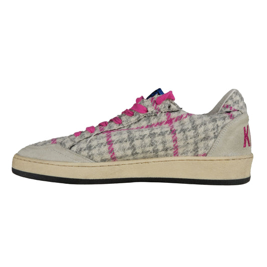 Chic Check Motif Leather Sneakers