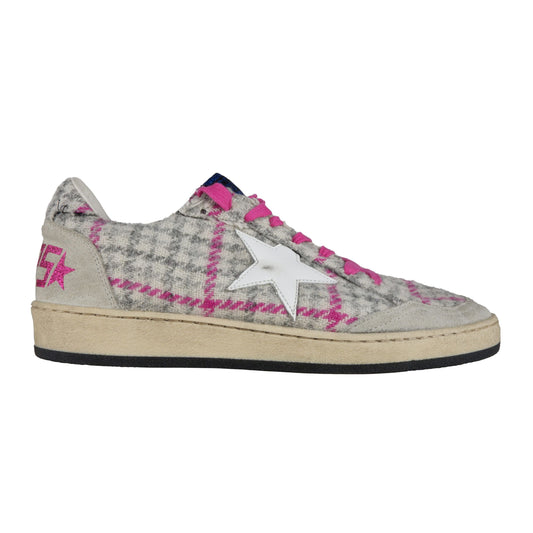 Chic Check Motif Leather Sneakers