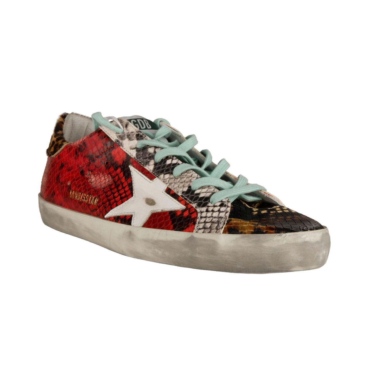 Vibrant Red Python Sneakers with Leopard Accents
