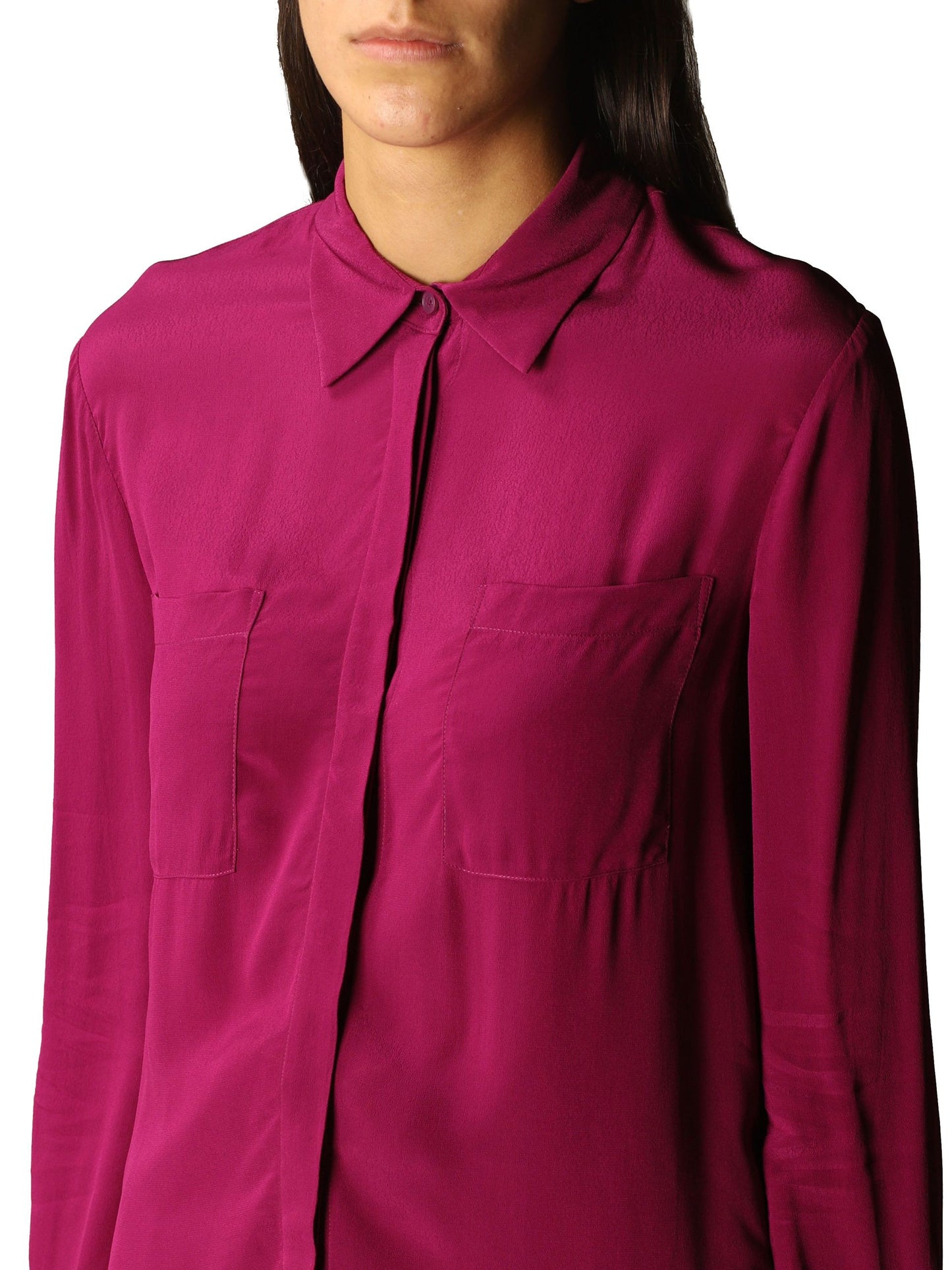 Fuchsia Viscose Long-Sleeved Shirt