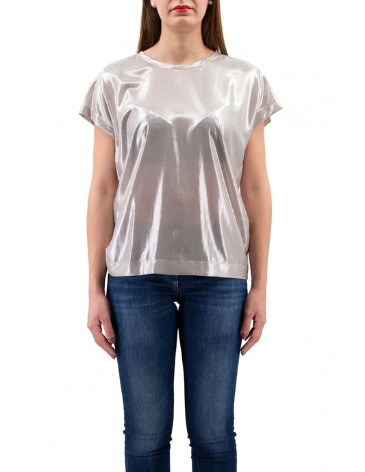 Chic Laminated Georgette Blouse in Gray