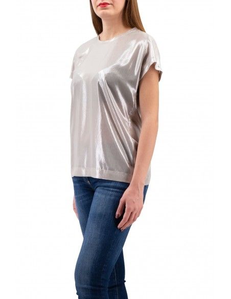 Chic Laminated Georgette Blouse in Gray