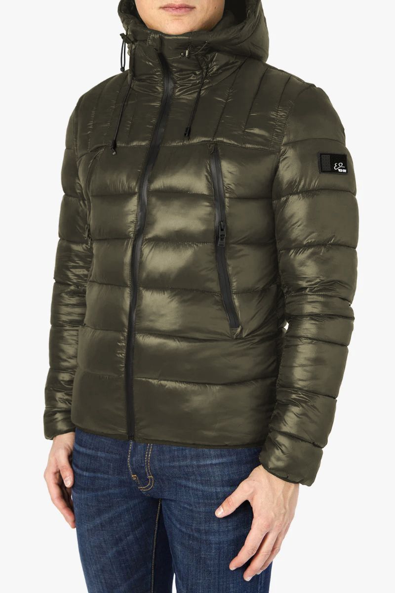 Chic Quilted Green Down Jacket with Hood