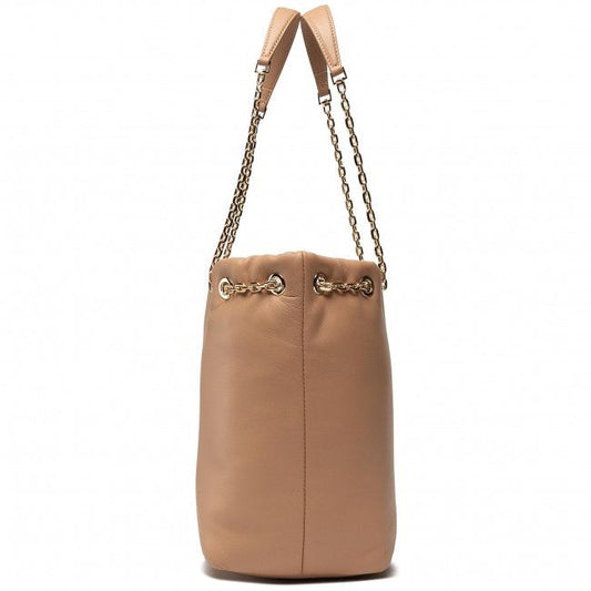 Elegant Beige Italian Leather Handbag