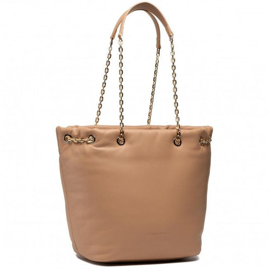 Elegant Beige Italian Leather Handbag