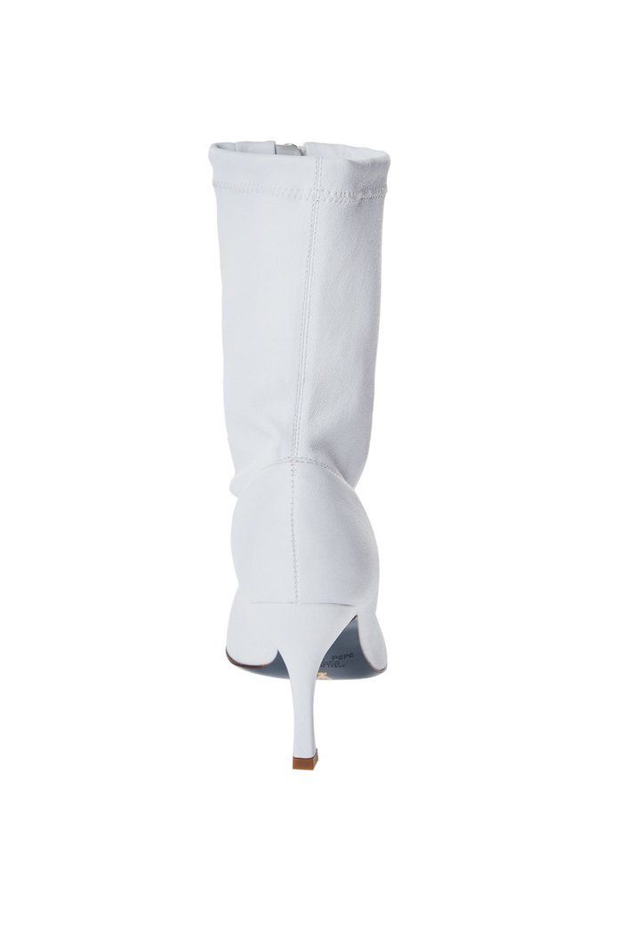 Elegant White Leather Boots with Zip Back Closure