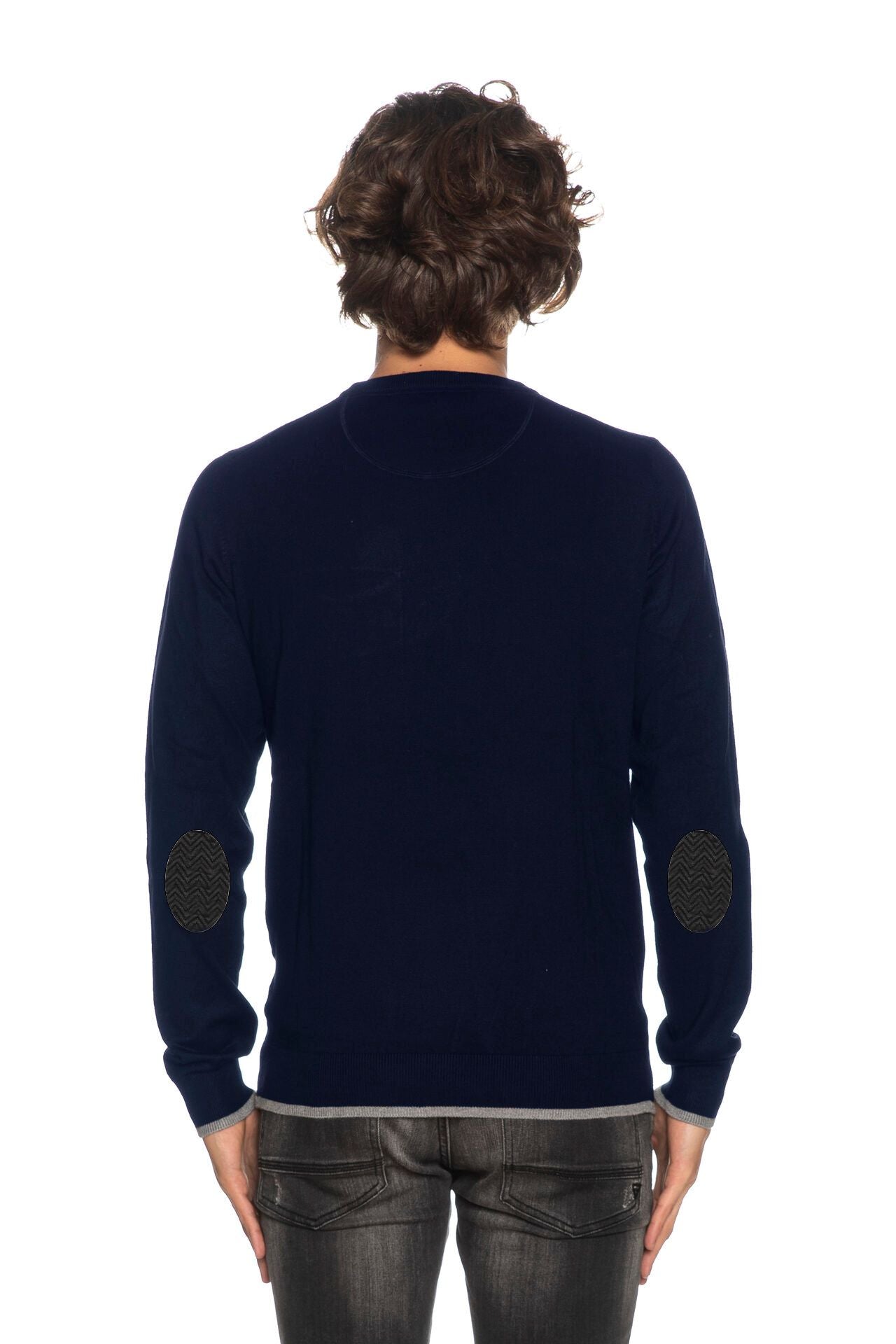 Elegant Crewneck Sweater with Elbow Patches