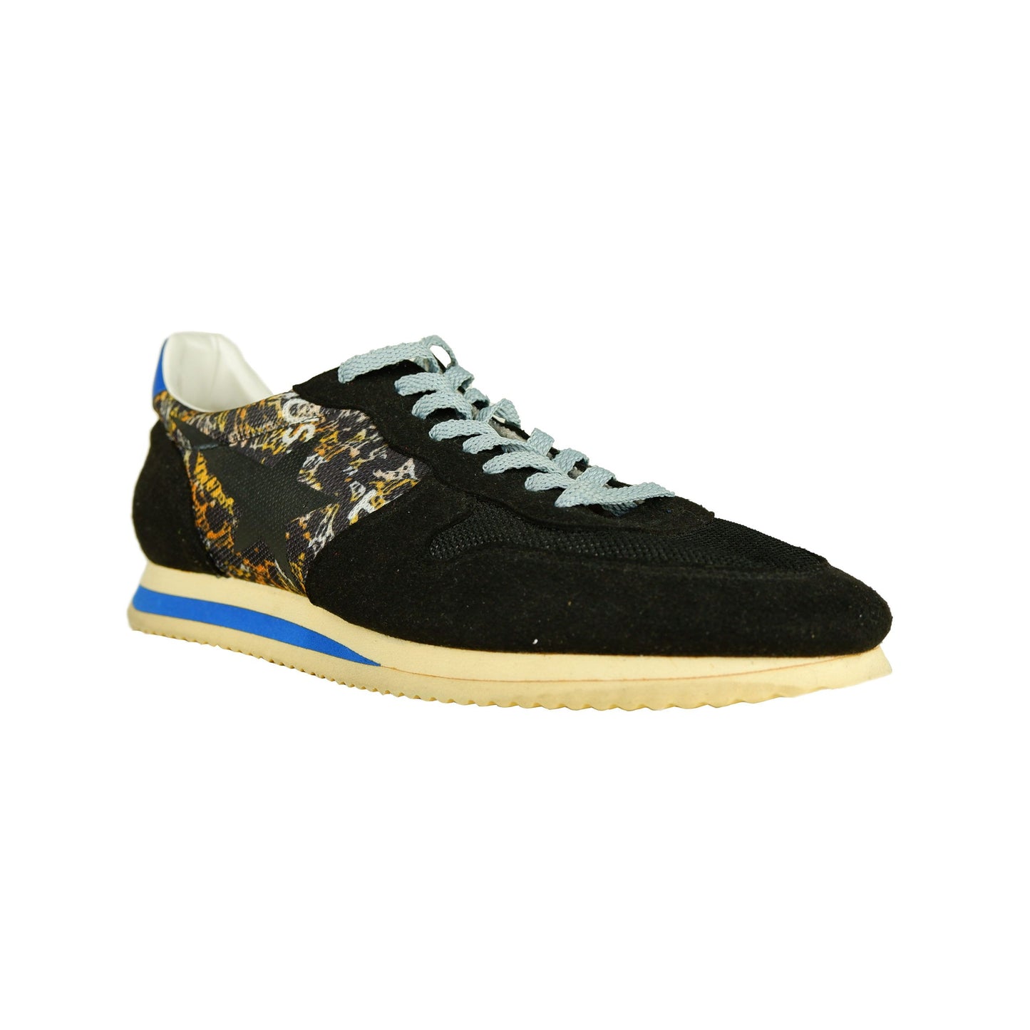 Elegant Black Suede Sneakers with Abstract Print