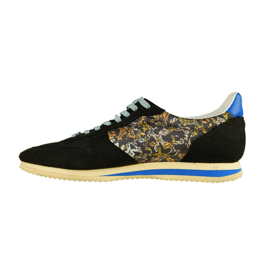 Elegant Black Suede Sneakers with Abstract Print