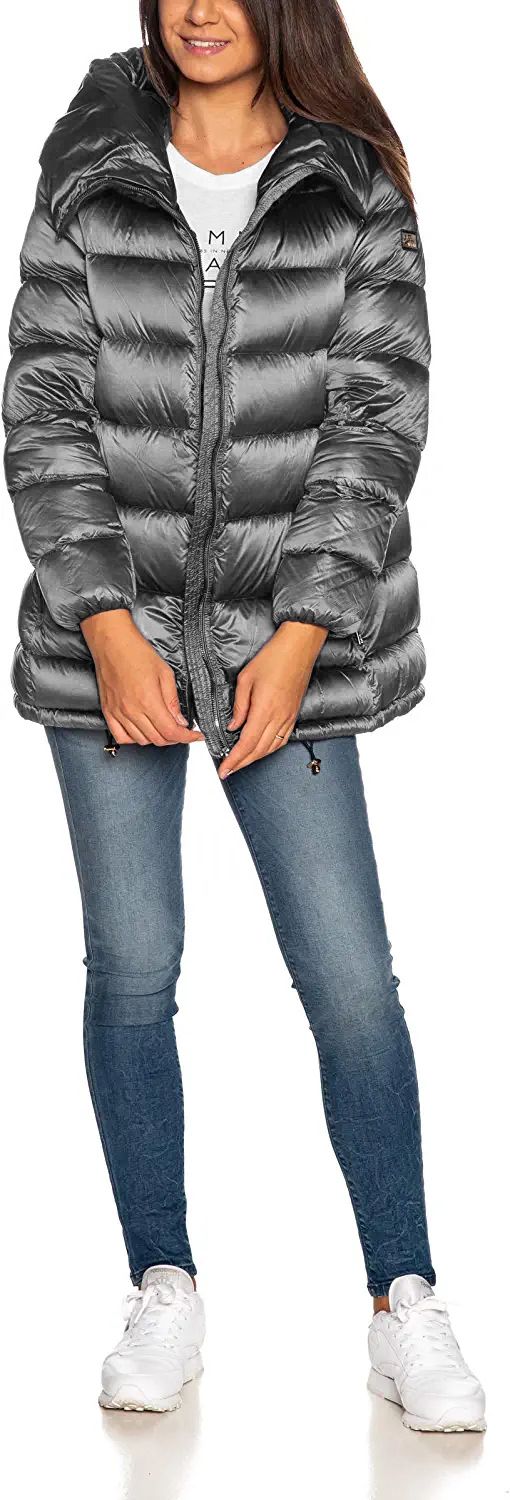 Chic Gray Down Jacket with Hood
