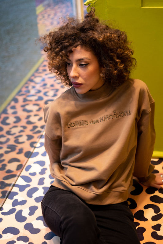 Chic Brown Cotton Sweatshirt with Front Logo