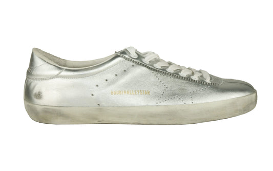 Sleek Silver Italian Leather Sneakers